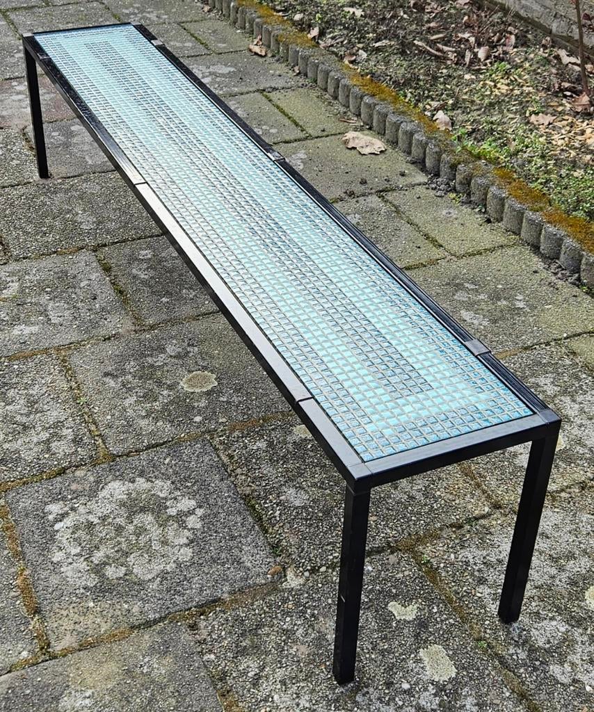 Vintage tafel met mozaïek blad, Ophalen, Gebruikt, 100 tot 150 cm, Overige materialen