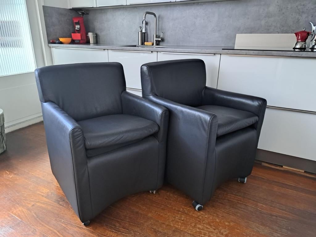 Stoelen, Huis en Inrichting, Fauteuils, Minder dan 75 cm, Leer, Ophalen of Verzenden, Zo goed als nieuw