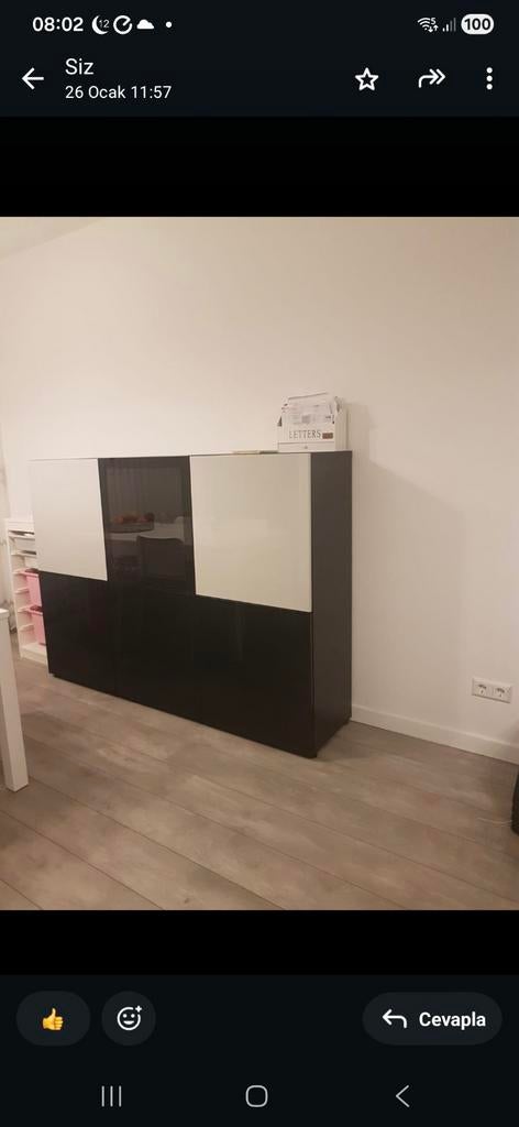 Modern dressoir zwart/wit met glazen vitrine, Ophalen of Verzenden