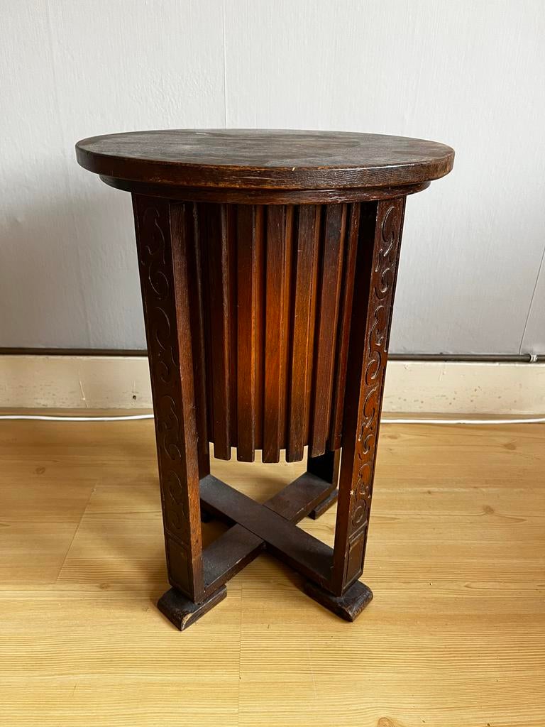 Vintage Bijzettafel Jaren '30 met Inleglade - Donker Hout, Antiek en Kunst, Antiek | Meubels | Tafels, Ophalen