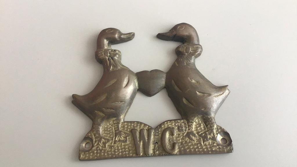 Oud koper WC plaatje, Ophalen of Verzenden