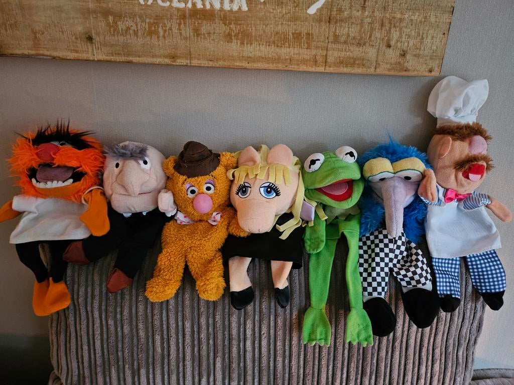 Muppets Handpoppen Set - Kermit, Miss Piggy, Fozzie, Animal, Ophalen of Verzenden, Gebruikt, Overige typen