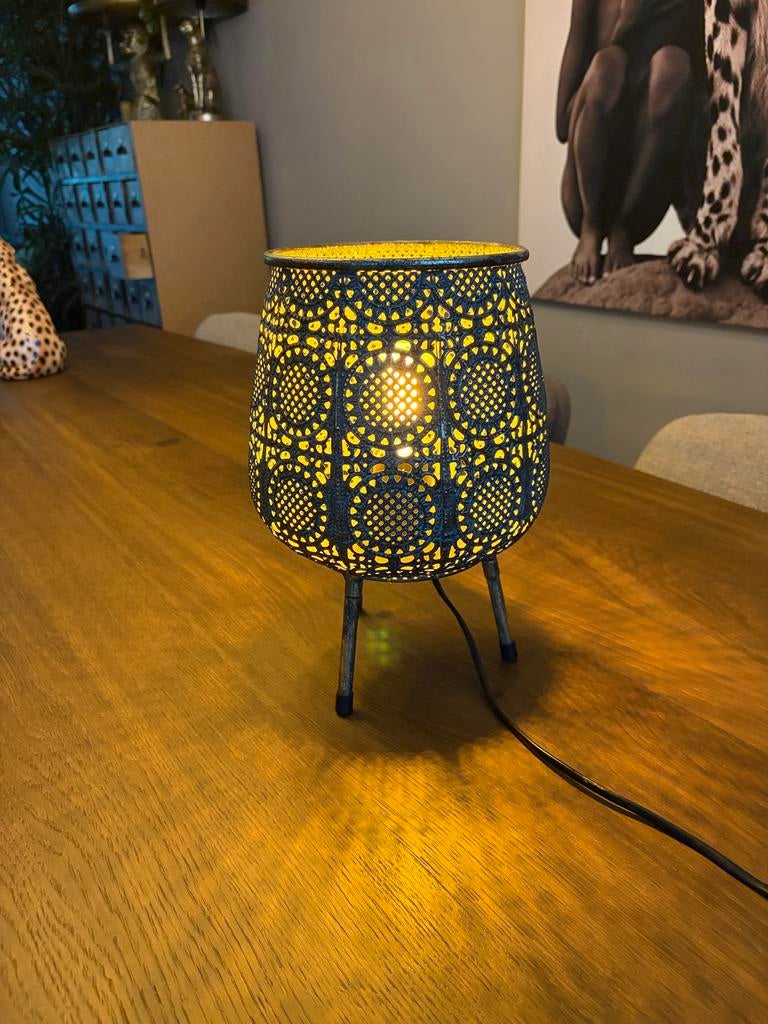 Oosterse filigrain tafellamp, Ophalen of Verzenden, Gebruikt, Metaal, Minder dan 50 cm