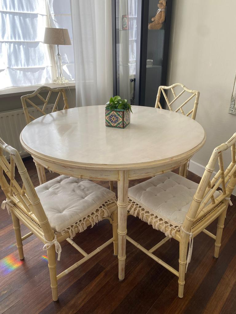 Vintage Jonathan Adler stijl eetset, Hollywood Regency, jare, Ophalen, Overige materialen, Gebruikt, 100 tot 150 cm