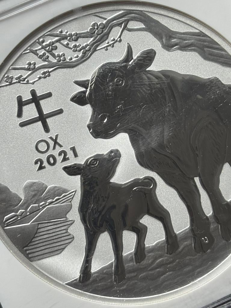 1 kilo lunar Ox 2021 - NGC MS70 slab - munt .9999 zilver, Postzegels en Munten, Edelmetalen en Baren, Ophalen of Verzenden, Zilver