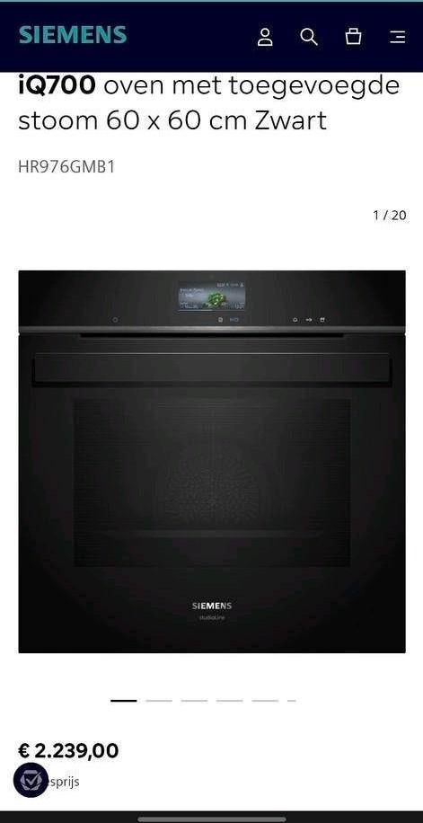 Siemens HR976GMB1 Oven met toegevoegde stoomfunctie, Nieuw, Oven met grill, Inbouw, 45 tot 60 cm