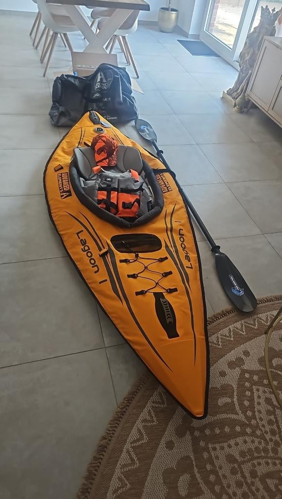 Advanced Elements Lagoon 1 Inflatable Kajak + Accessoires, Watersport en Boten, Kajaks, Zo goed als nieuw, 1-persoons, Opblaasbaar
