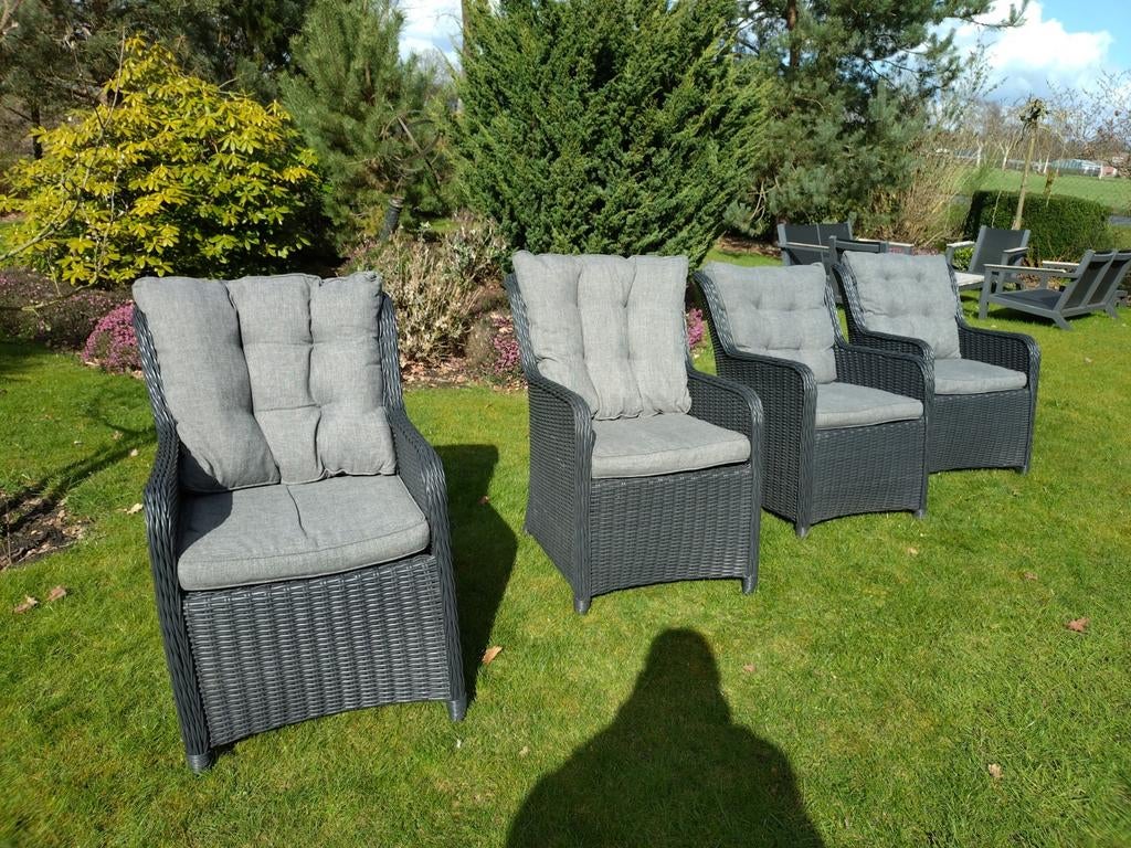 4 Mooie landelijke wicker tuinstoelen. 4 Seizoenen, Ophalen, Zo goed als nieuw, Wicker