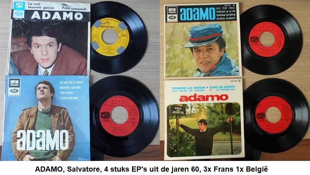 ADAMO, 4 stuks EP's, jaren 60, 3x Frans, 1x België, Ophalen of Verzenden, Zo goed als nieuw, Overige formaten, Overige soorten