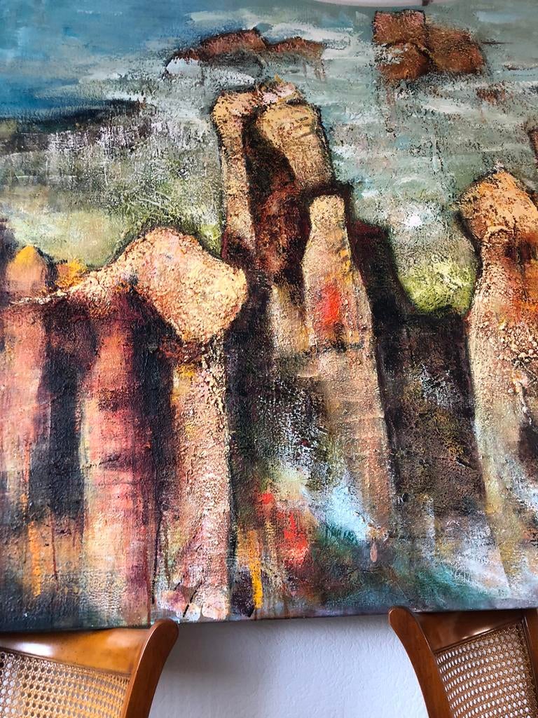 Kleurrijk schilderij, Antiek en Kunst, Kunst | Schilderijen | Abstract, Ophalen