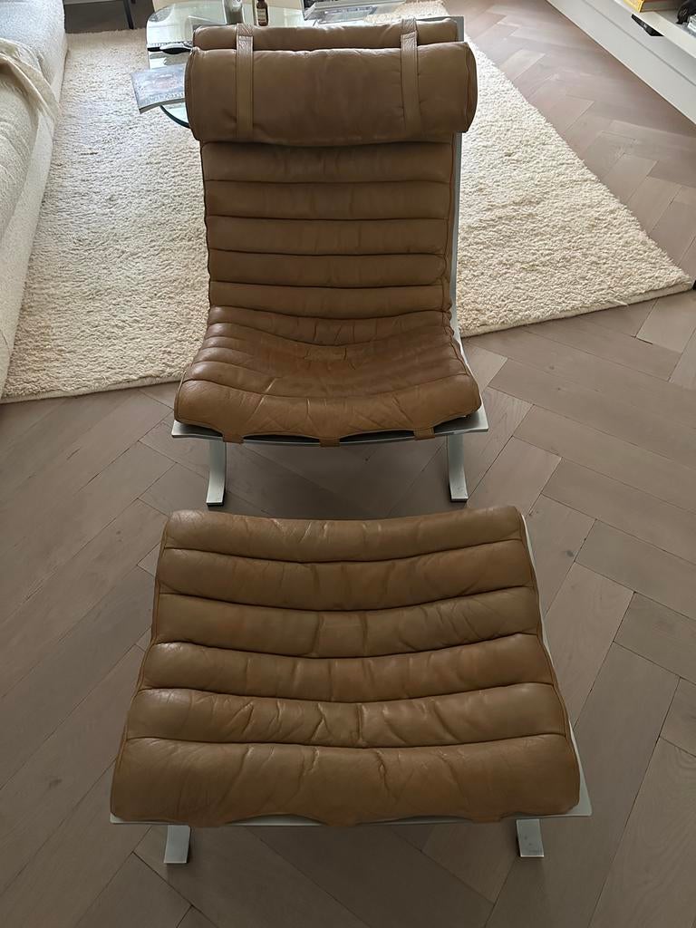 Ari Lounge Chair & Ottoman - Arne Norell, 1966, Ophalen, Overige materialen, Bruin, Zo goed als nieuw