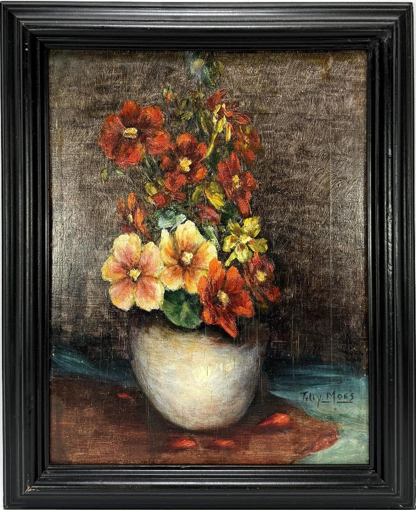 256. Olieverfschilderij, Tilly Moes - stilleven, Antiek en Kunst, Kunst | Schilderijen | Klassiek, Ophalen of Verzenden