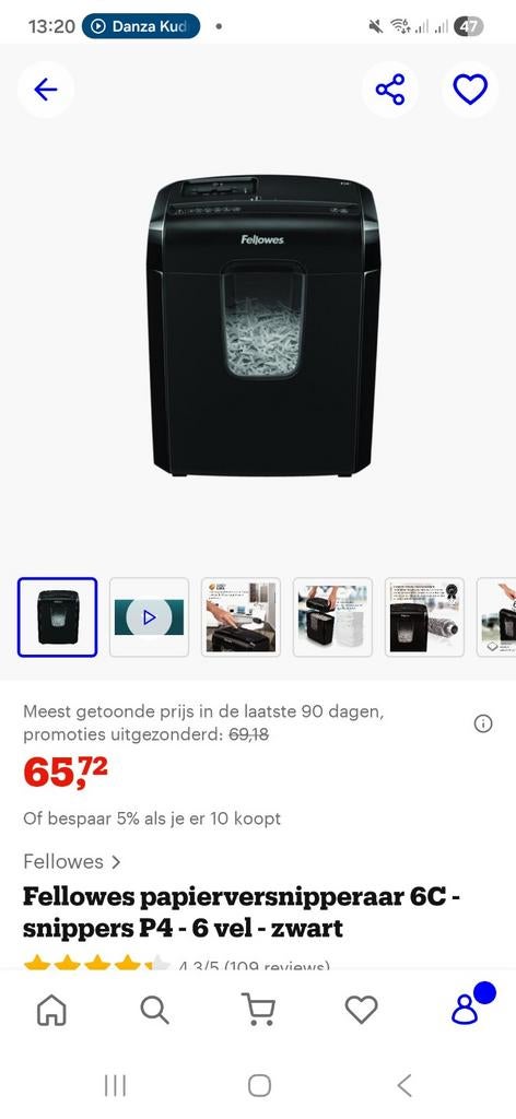 Zo goed als nieuwe Fellowes papierversnipperaar + olie, Ophalen, Gebruikt