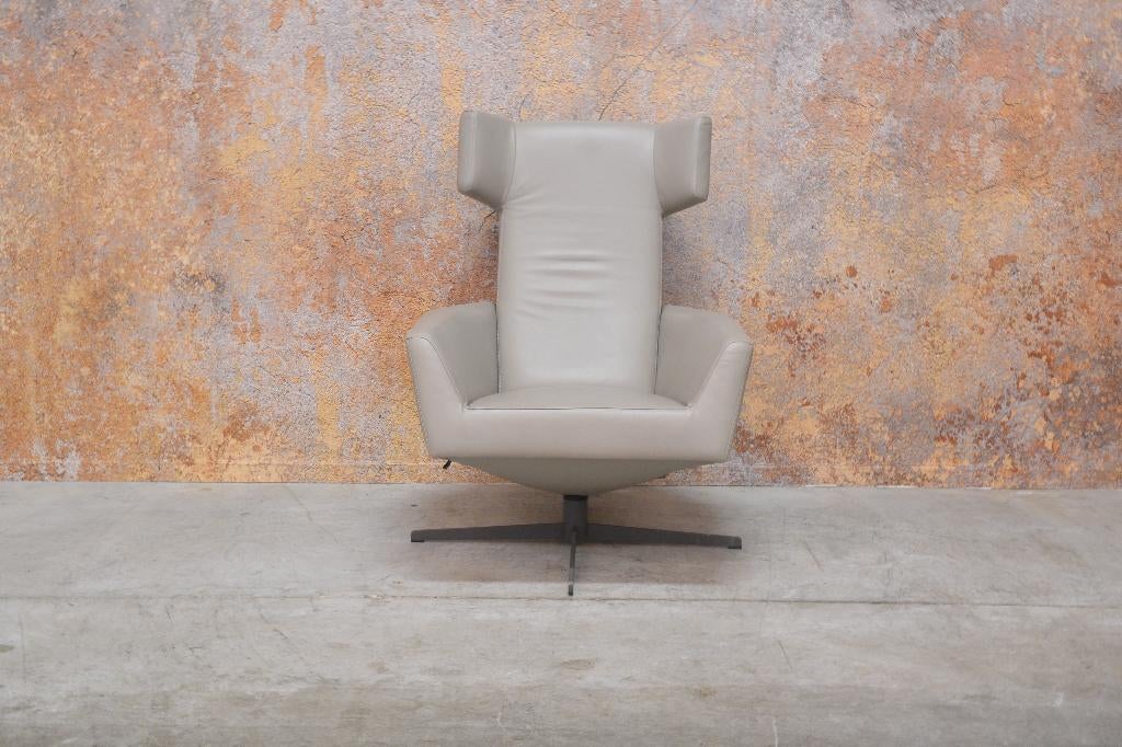 ZGAN taupekleurige leren Leolux Elixir design draaifauteuil, Huis en Inrichting, Fauteuils, Leolux, Leolux, 75 tot 100 cm, Ophalen of Verzenden