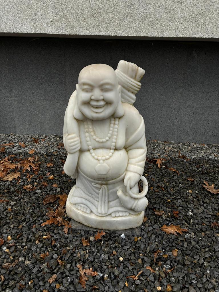 Boeddha volledig wit marmer, Tuin en Terras, Tuinbeelden, Ophalen, Zo goed als nieuw, Steen, Boeddhabeeld