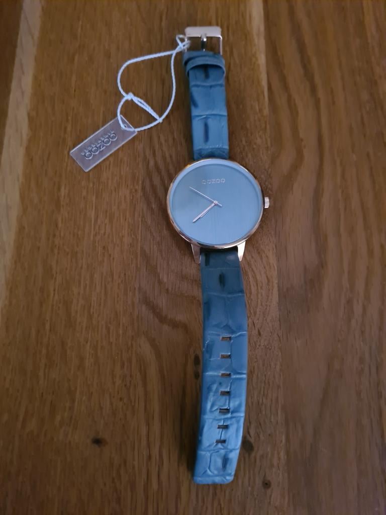 NIEUW Oozoo dameshorloge mosgroen groot uurwerk met kaartjes, Ophalen, Nieuw, Leer, Overige merken