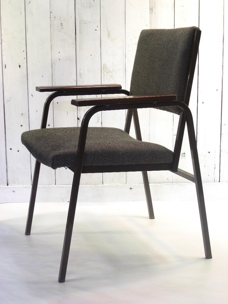 Vintage industrieel, retro directie stoelen, Ophalen, Gebruikt, Bruin, Gispen