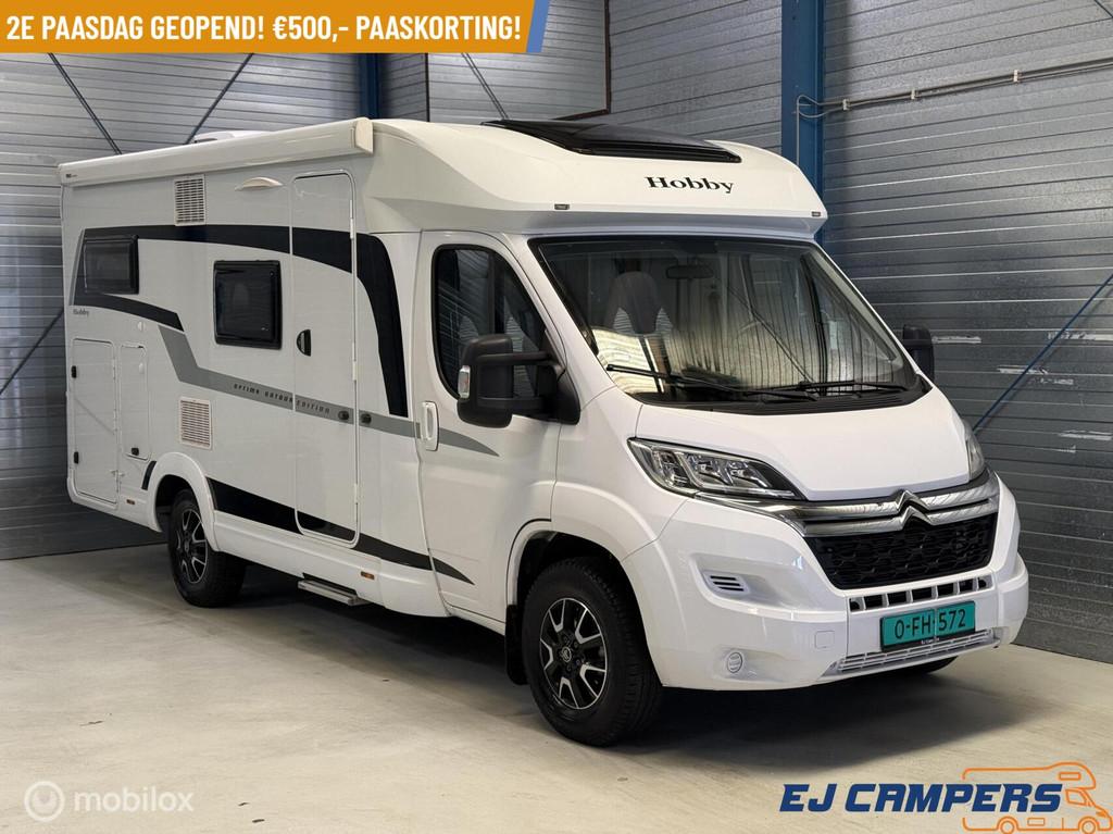 Hobby V65 GE optima on tour Enkele bedden!, Hobby, Bedrijf, 6 tot 7 meter, Hordeur