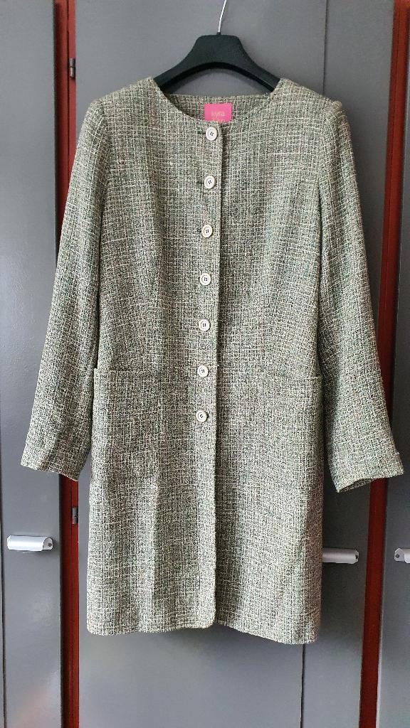 Kyra & Ko bouclé jas groen tweed coat maat M, Ophalen of Verzenden, Zo goed als nieuw, Maat 38/40 (M), Zwart