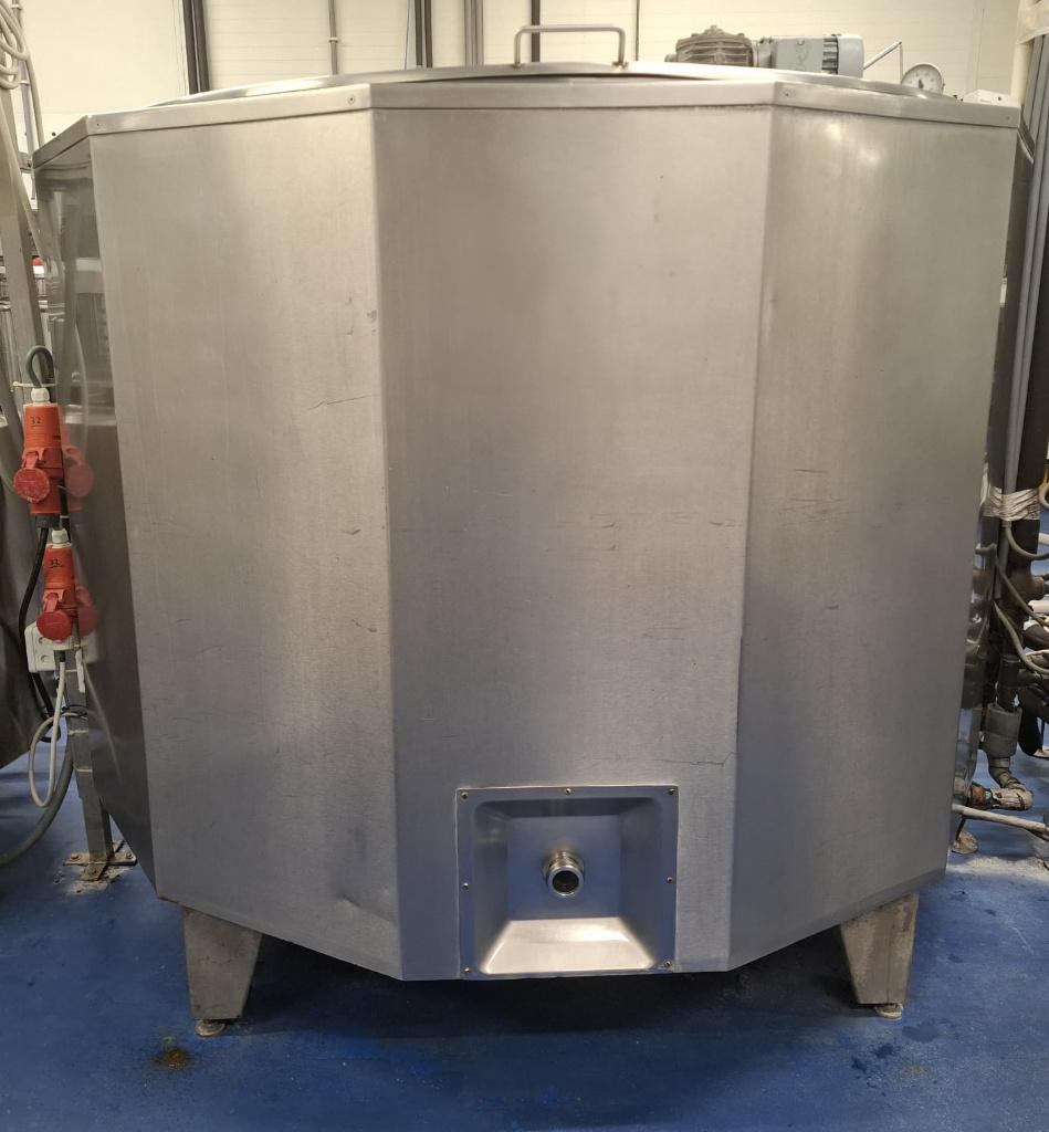 RVS bewaarketel dubbelwandig gekoeld met roerwerk en kraan, Ophalen, Gebruikt