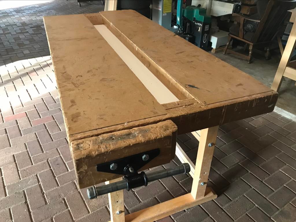 Hofmann en Hammer gmbh massief beukenhouten werkbank., Doe-het-zelf en Verbouw, Ophalen, Gebruikt, 170 cm of meer, Bankschroef