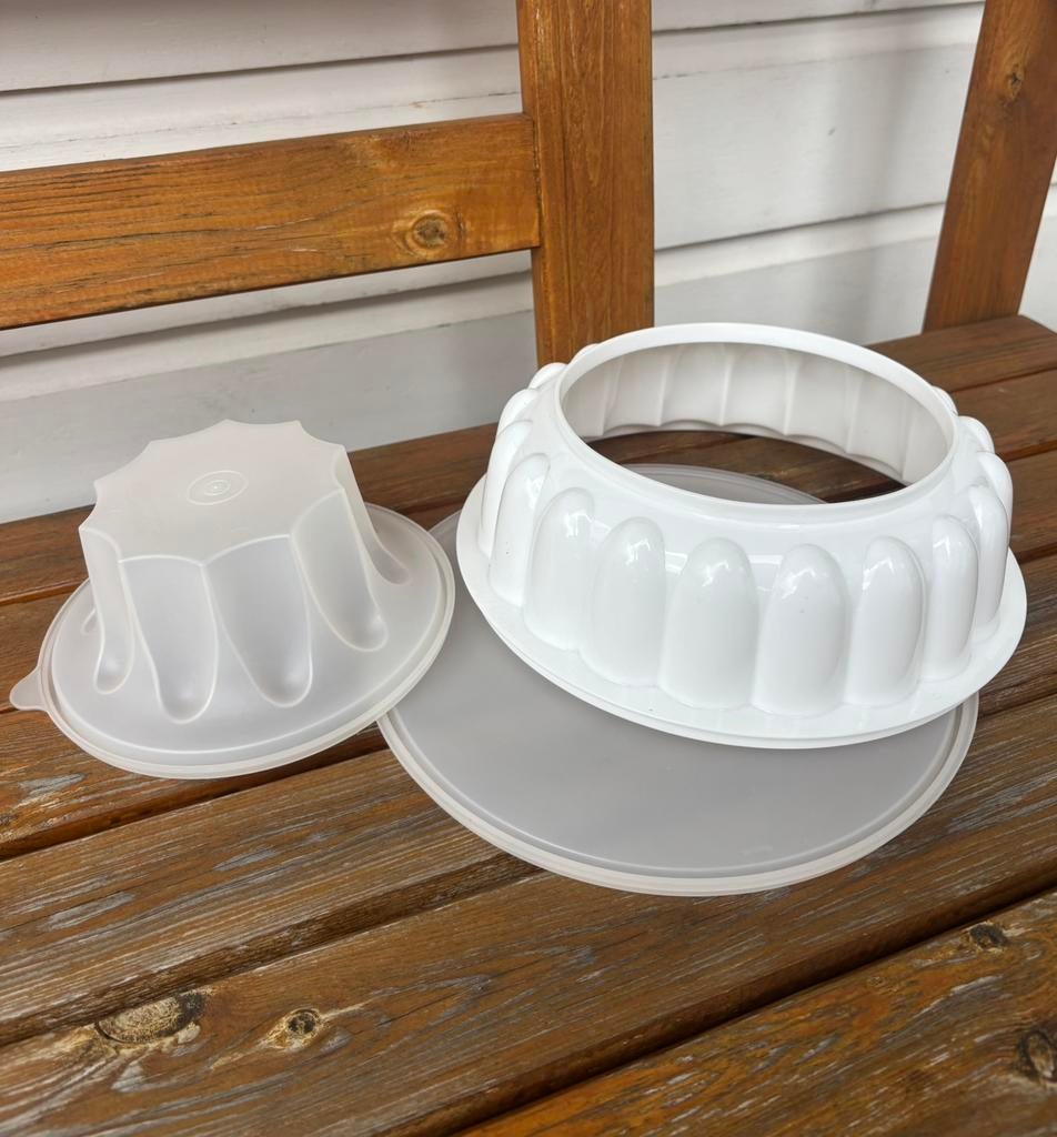 Vintage Tupperware gastronoom rijstrand tulband puddingvorm, Huis en Inrichting, Ophalen of Verzenden, Zo goed als nieuw, Wit