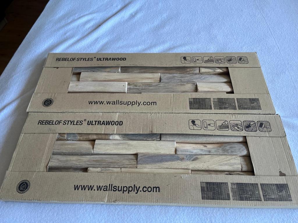 Teak panelen, nieuw in doos 25 stuks, Doe-het-zelf en Verbouw, Hout en Planken, Ophalen of Verzenden, Nieuw, Overige houtsoorten