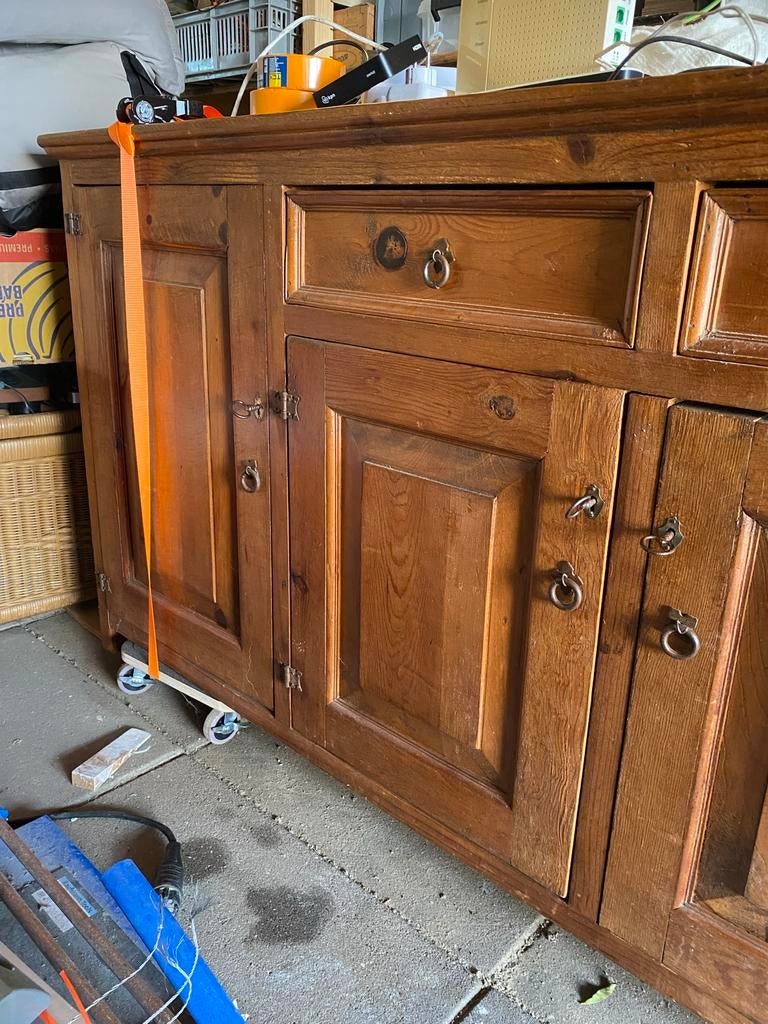 Mexicaans Landelijk Grenen Dressoir - 203x53x90 cm, Ophalen, Gebruikt, 200 cm of meer, Met lade(s)