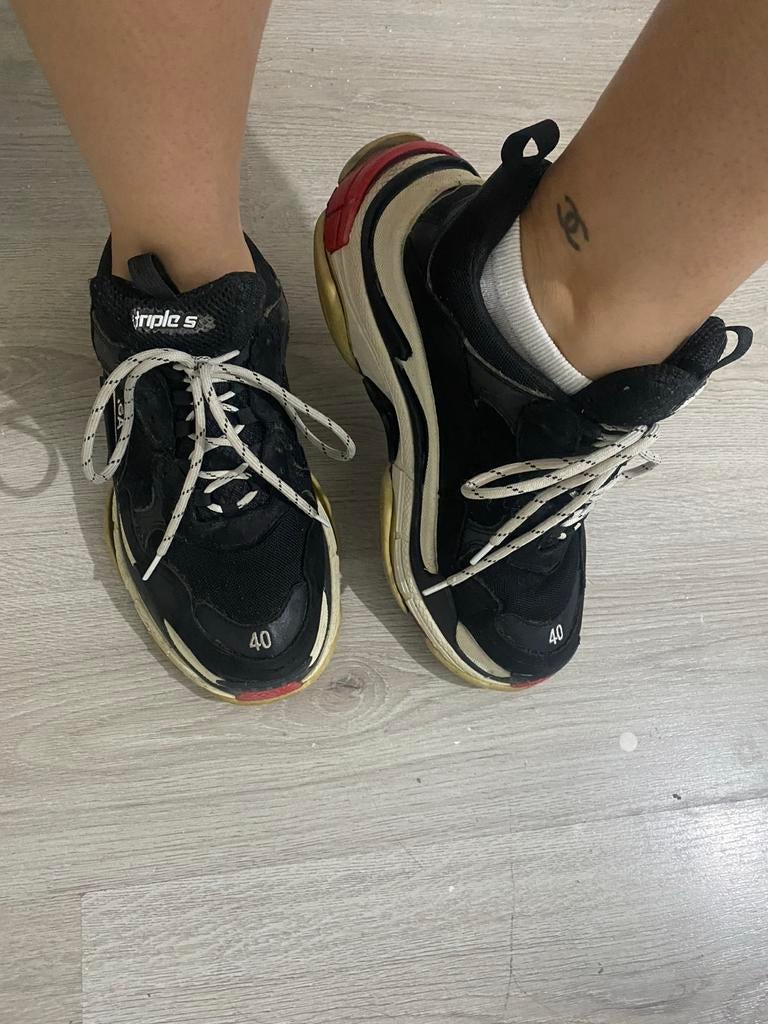 Balenciaga Triple S Sneakers Maat 40 Zwart, Ophalen of Verzenden, Gedragen, Zwart, Sneakers of Gympen