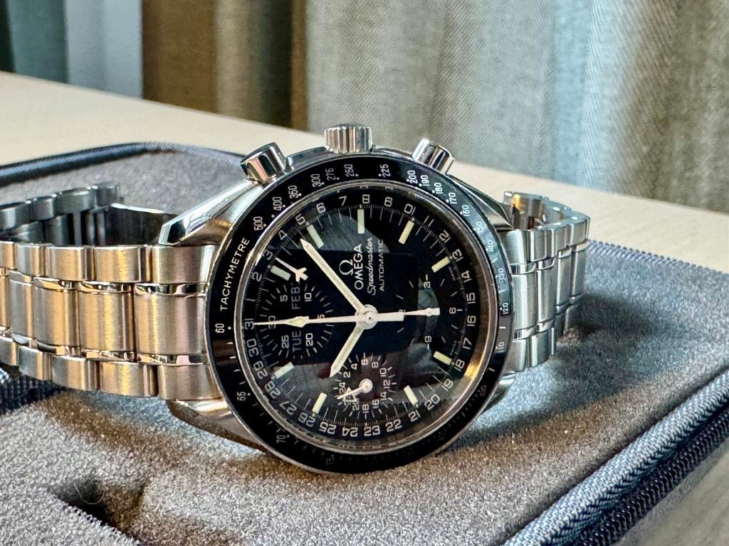 Omega Speedmaster Automatic triple date 3520.50.00, Ophalen, Staal, Staal, Polshorloge