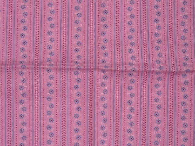 Vintage lapje stof roze met blauwe bloemetjes NIEUW, Nieuw, Ophalen of Verzenden, 30 tot 120 cm, Katoen