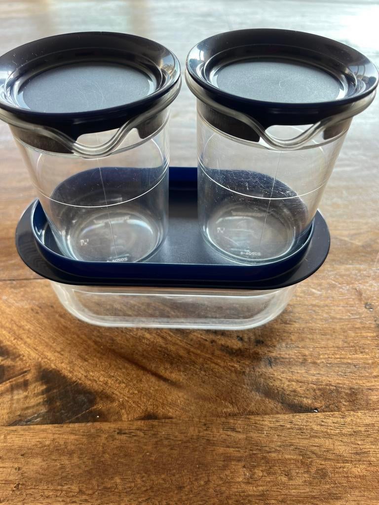 Tupperware suiker- en melkkannetje met lepel/vorkjesbakje, Huis en Inrichting, Keuken | Tupperware, Ophalen of Verzenden, Zo goed als nieuw