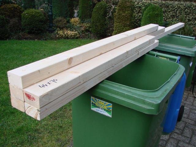sloophout balken / regels diverse afmetingen, Doe-het-zelf en Verbouw, Hout en Planken, Ophalen, 25 tot 50 mm, Zo goed als nieuw