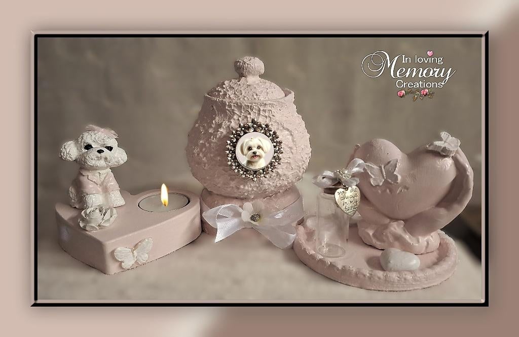 Handmade urnen setjes voor dieren met foto en bewaarflesje., Dieren en Toebehoren, Honden-accessoires, Ophalen of Verzenden, Nieuw