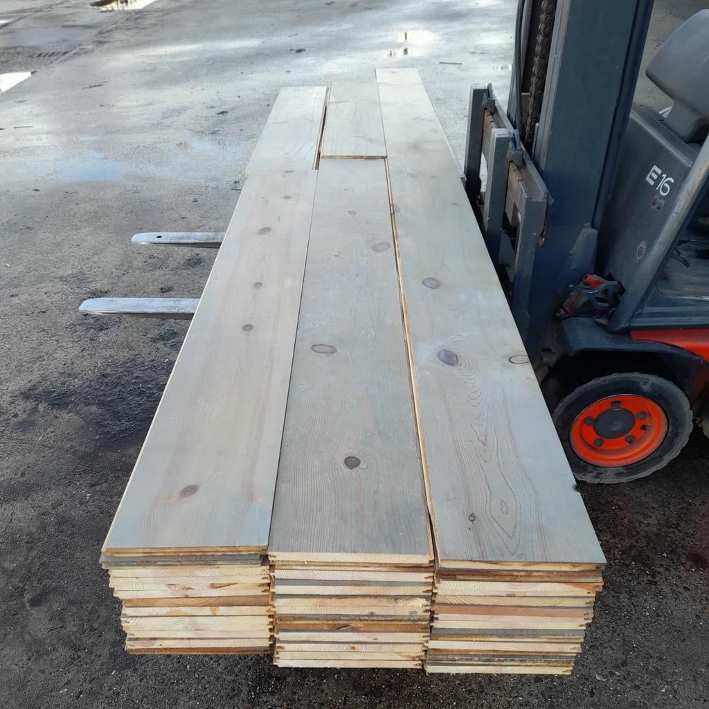 Massief grenen vloer 24m2 vloerdelen 22,5 cm breed, Ophalen, Gebruikt, 10 m² of meer, Nvt