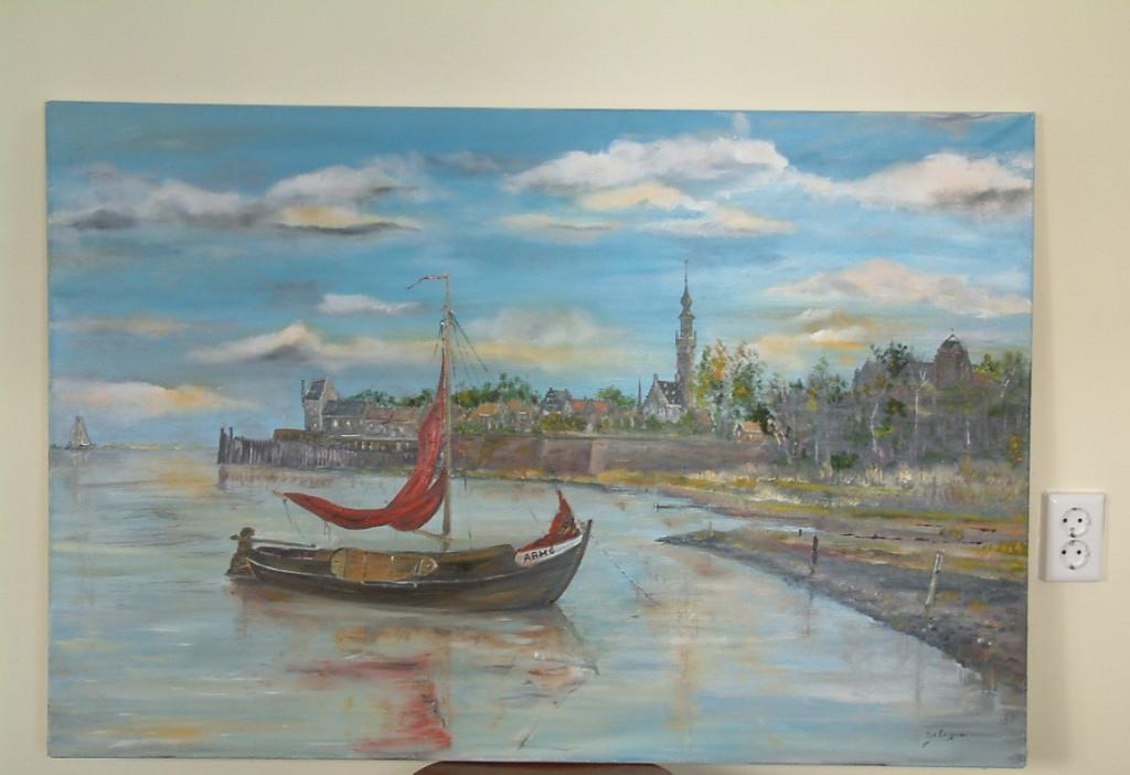 Veere  olie verf Schilderijen Jac Caljouw  Arnemuiden, Antiek en Kunst, Ophalen