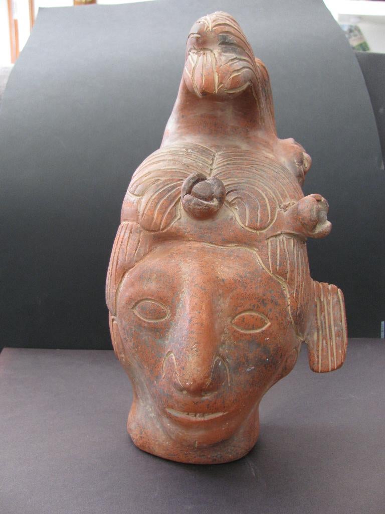 vintage collecteble sculpture  van een oud maya beeld, Antiek en Kunst, Ophalen of Verzenden