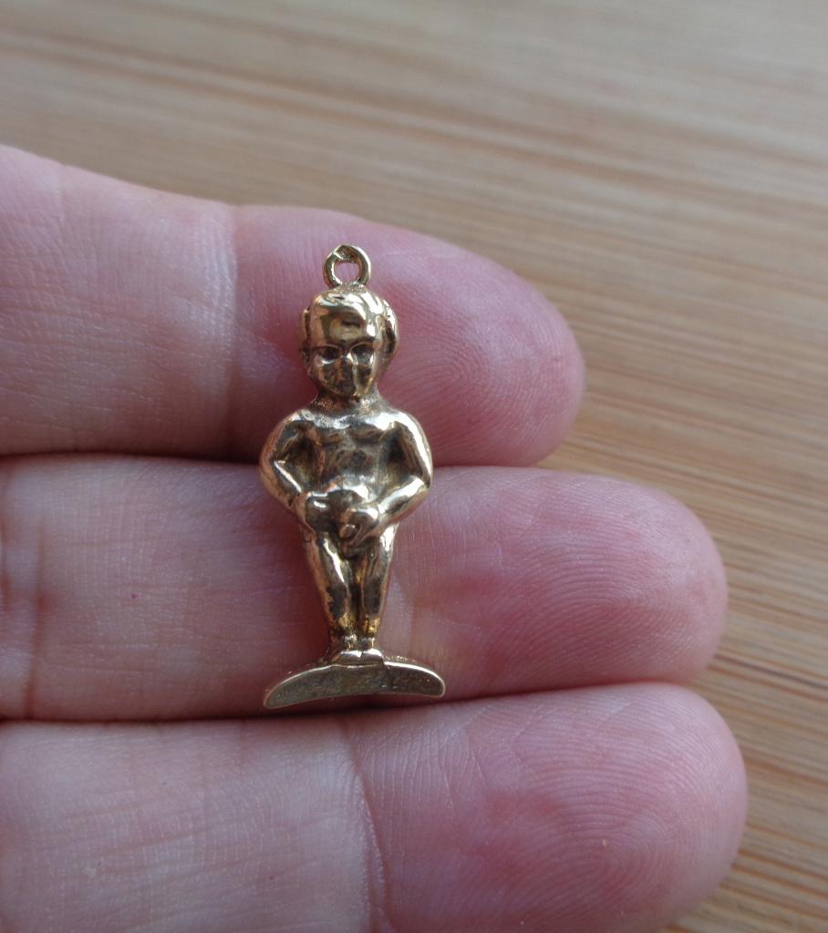 zilveren vergulde vintage bedel manneke pies [863], Overige merken, Verzenden, Zo goed als nieuw, 1 bedel