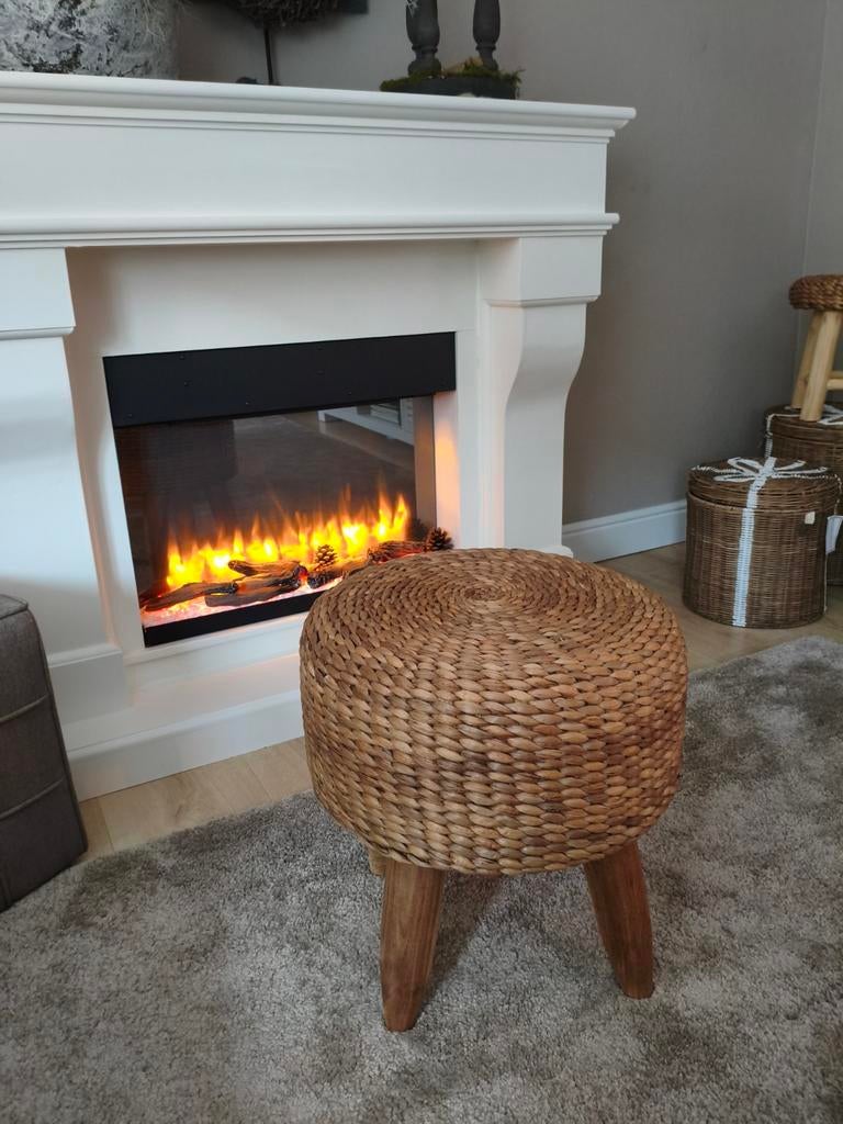 Landelijke poef waterhyacint, Minder dan 50 cm, Rond, Nieuw, Minder dan 50 cm