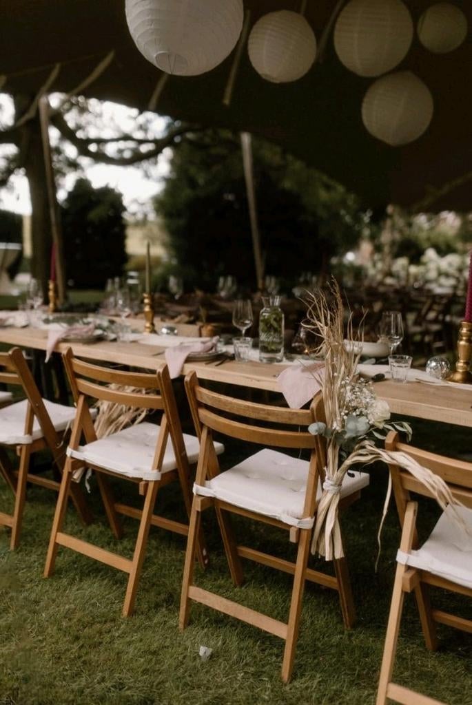 Houten stoel, klapstoel huren voor bijv. bruiloft of diner, Ophalen of Verzenden, Geboorte of Huwelijk