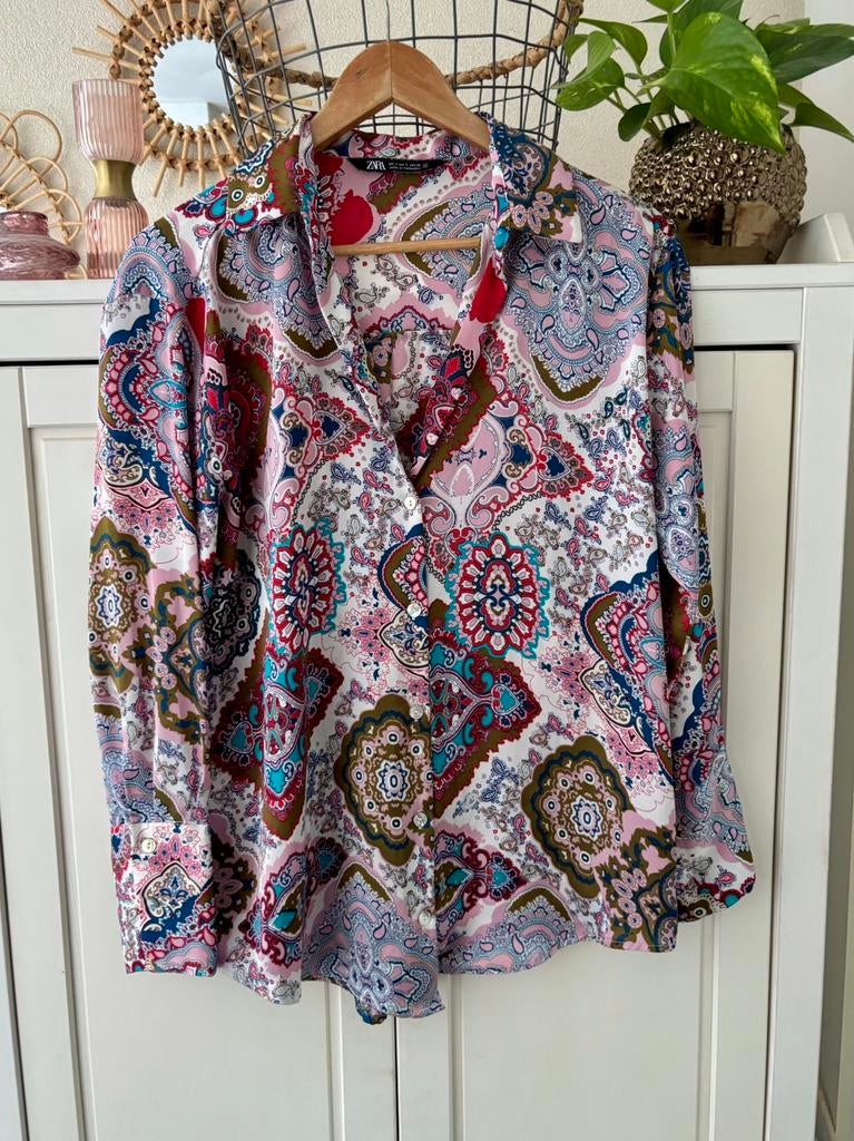 Zara satijnen blouse maat S, Ophalen of Verzenden, Zo goed als nieuw, Maat 36 (S), Roze