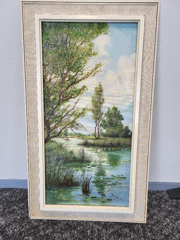 Johanna Dorothea Alberts – Sfeervol Hollands Rivierlandschap, Ophalen of Verzenden