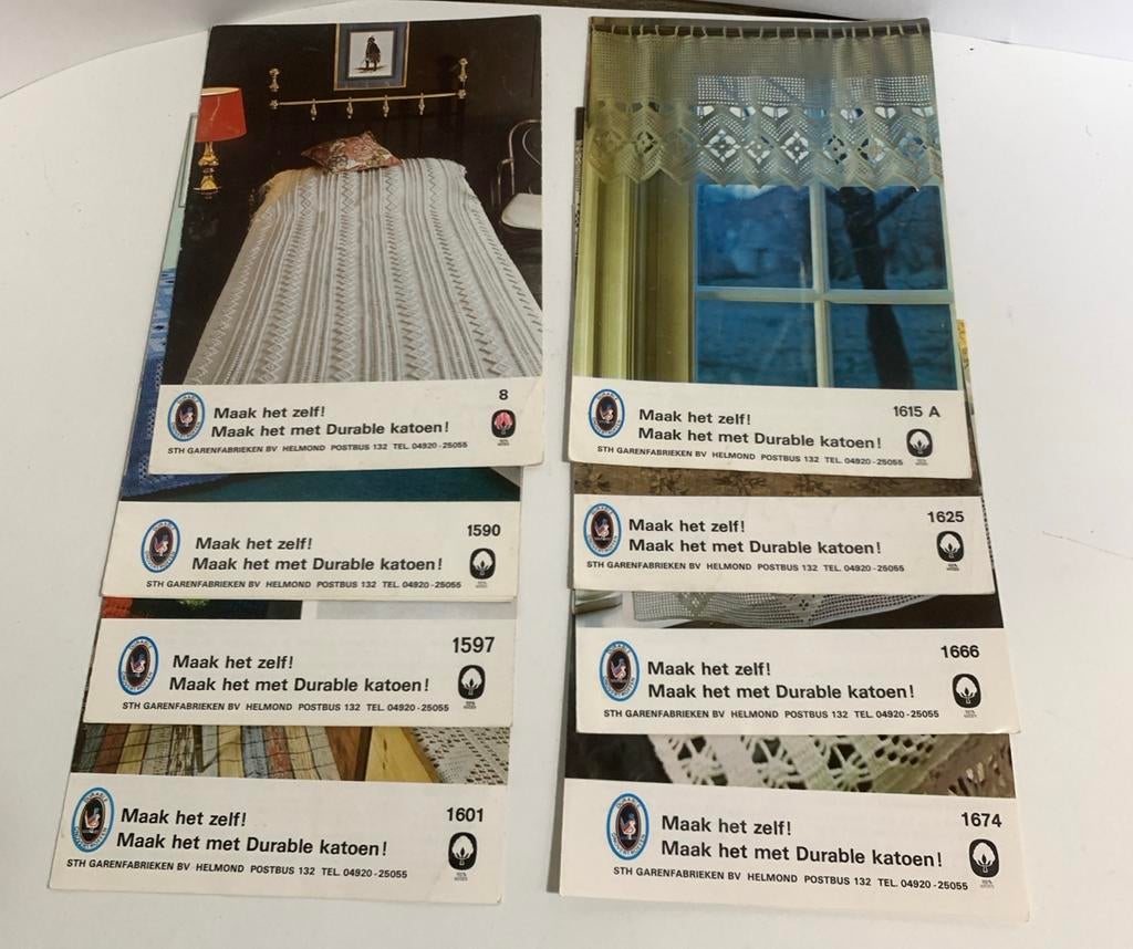 8 ouderwetse HaakPatronen Durable Katoen - jaren 70, Hobby en Vrije tijd, Breien en Haken, Ophalen of Verzenden, Gebruikt, Haken
