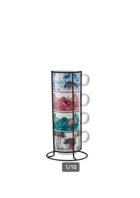 Karaca Jungle koffie set 5 delig Nieuw in doos ideaal kado, Nieuw, Ophalen of Verzenden, Overige stijlen, Kop(pen) en/of Schotel(s)