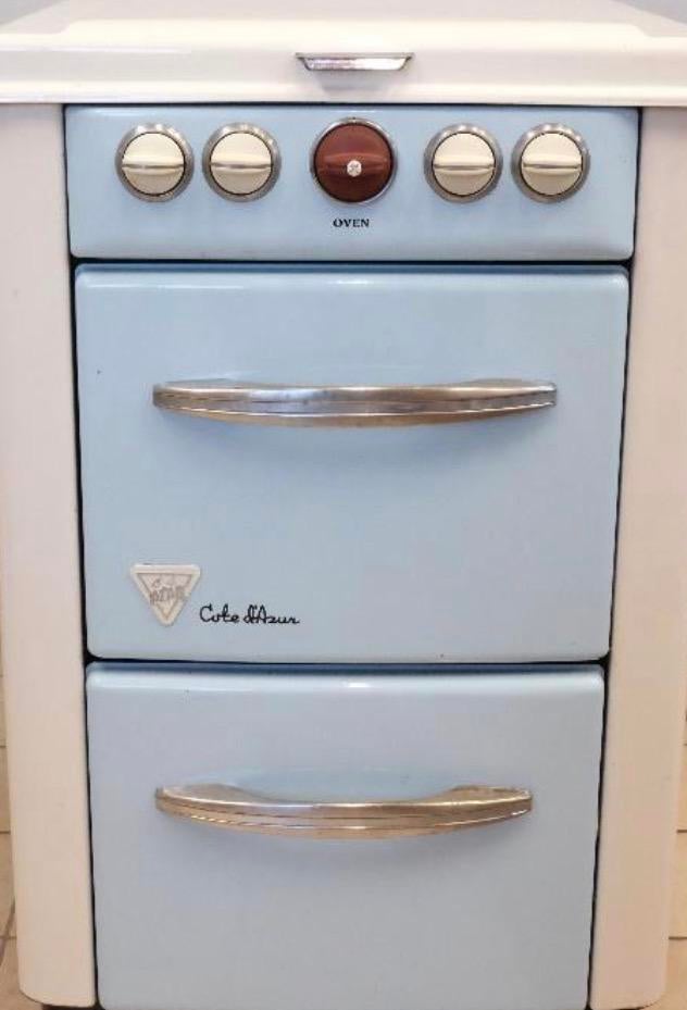 ATAG  Cote d’Azur Retro vintage Gasfornuis - Blauw fornuis, Gebruikt, Grill, Gas, 85 tot 90 cm