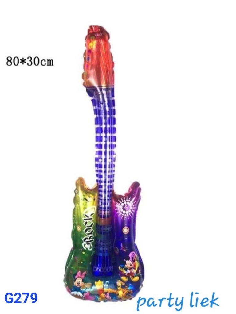 Gitaar folieballon met belletjes erin nr G279, Ophalen of Verzenden, Nieuw, Versiering, Verjaardag
