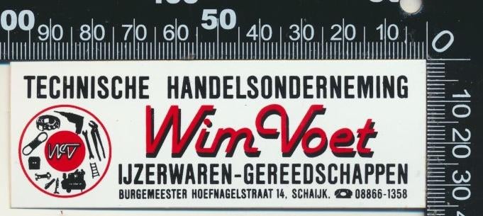 Sticker: Technische Handelsonderneming Wim Voet  Schaijk (2), Verzenden, Zo goed als nieuw, Bedrijf of Vereniging