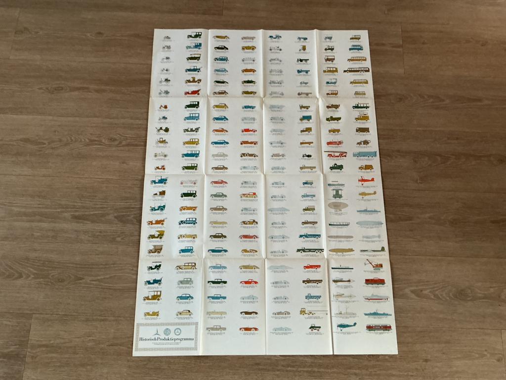 GROTE MERCEDES BENZ POSTER MET ALLE MODELLEN  MUSEUMWAARDIG, Ophalen of Verzenden, Auto's