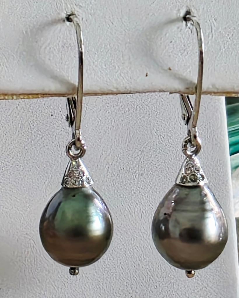 Gouden oorhangers met Tahiti parels en diamanten, Sieraden, Tassen en Uiterlijk, Oorbellen, Hangers, Nieuw, Ophalen of Verzenden