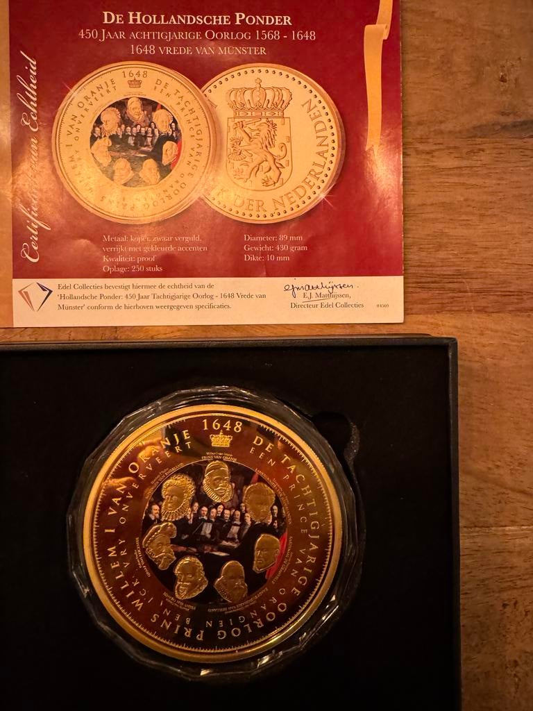 Hollandsche Ponder 450 Jaar Oorlog - Vrede van Munster, Postzegels en Munten, Ophalen of Verzenden, Overige typen